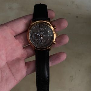Fossil rose gold japan chronograph quartz watch
